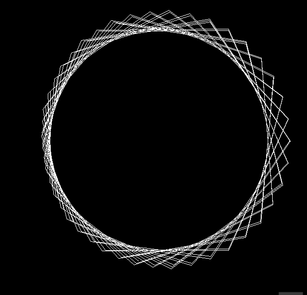 An animation of lines rotating creating beautiful geometric patterns with angular shapes with a black background and white color