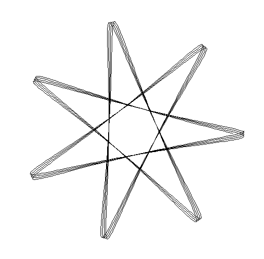 An animation of a tracing of a star that is rotating back and forth
